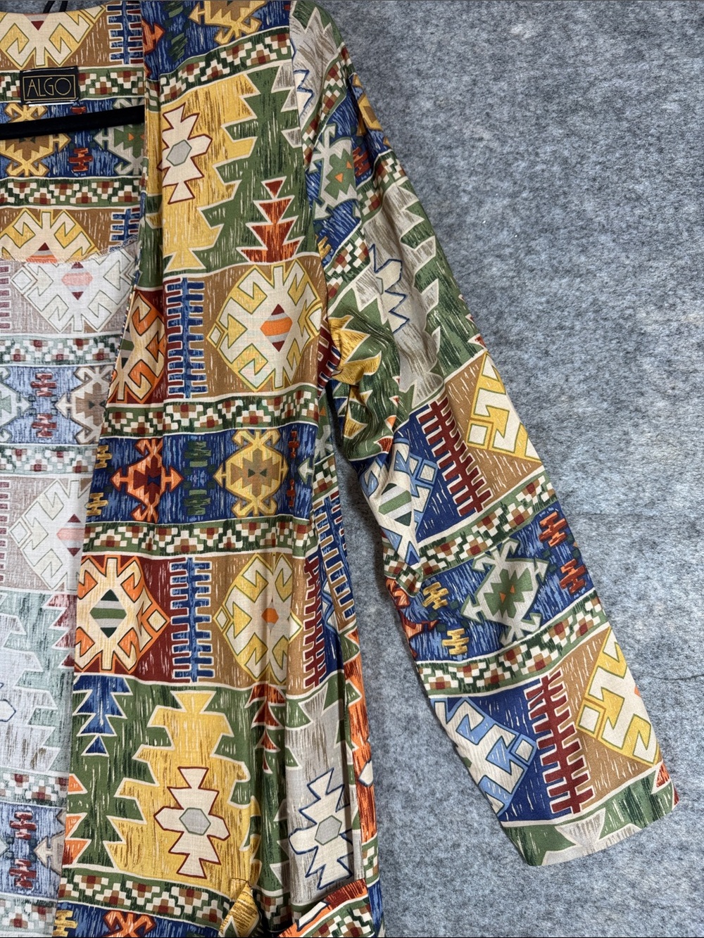 Algo Southwestern Open Cardigan Multicolor Boho Festival Aztec Jacket Country - Picture 3 of 14